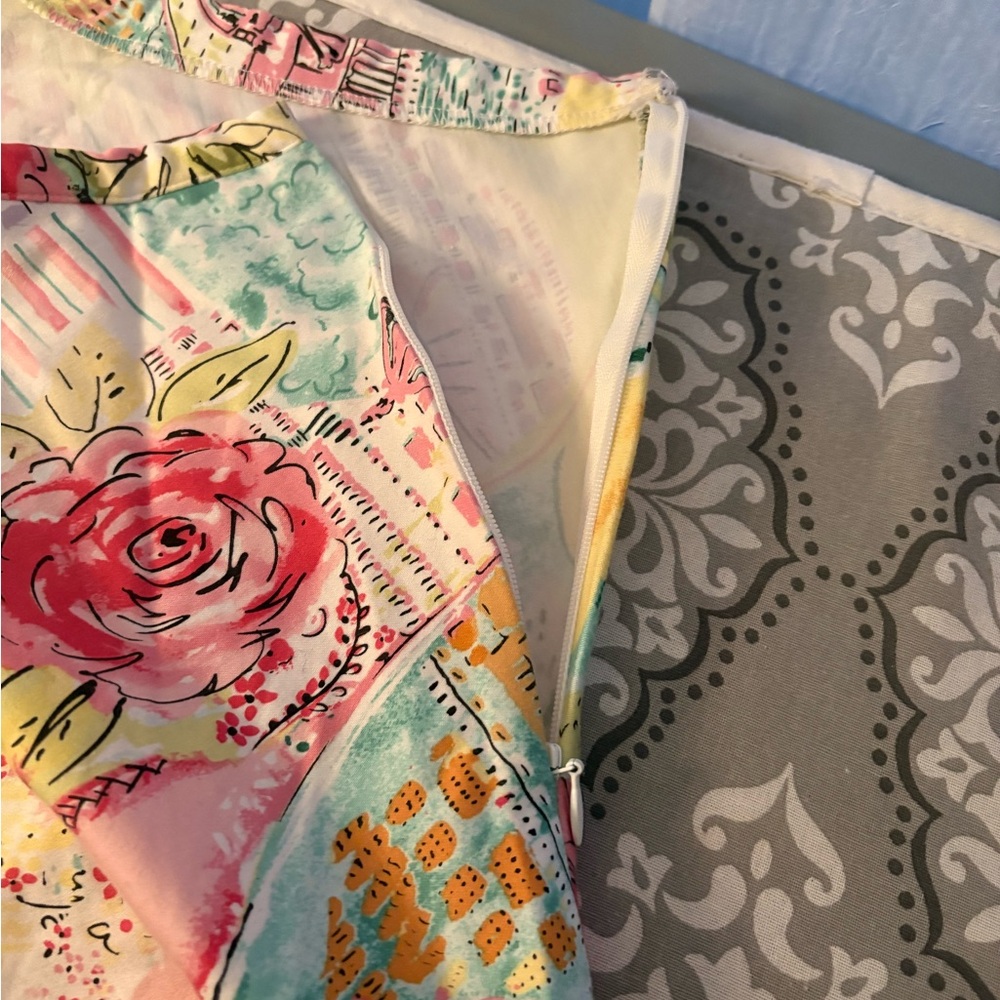 Chadwick's Pink & Yellow Floral Print Skirt - Picture 9 of 10
